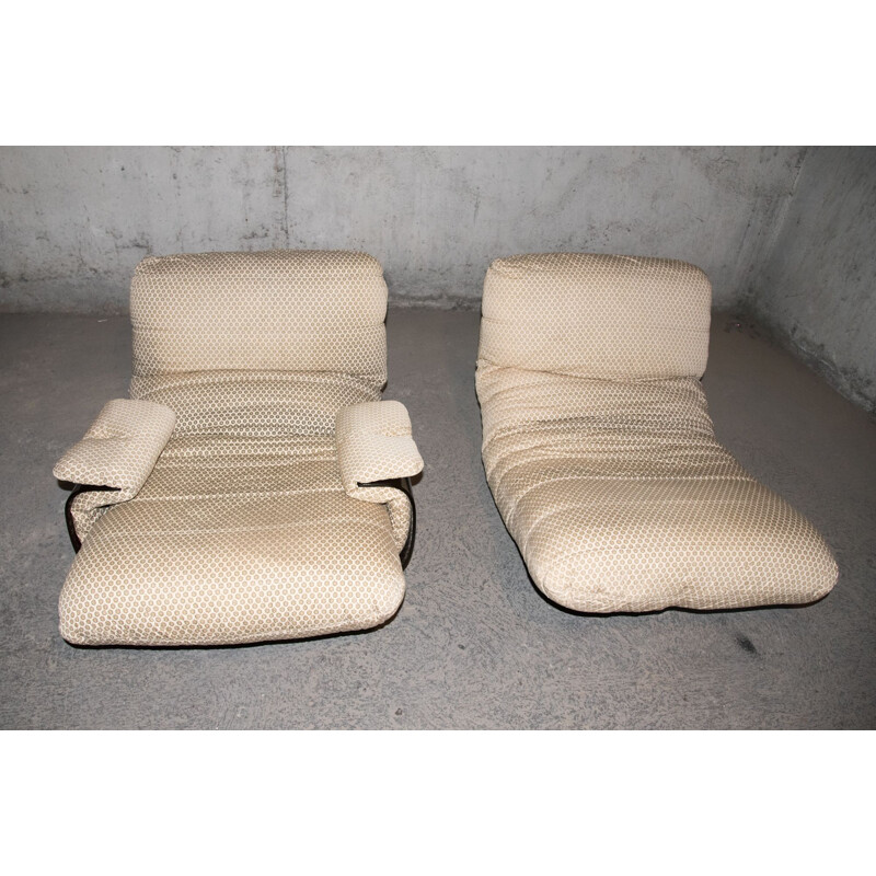 Pair of Marsala Ligne Roset vintage low chairs, 1972