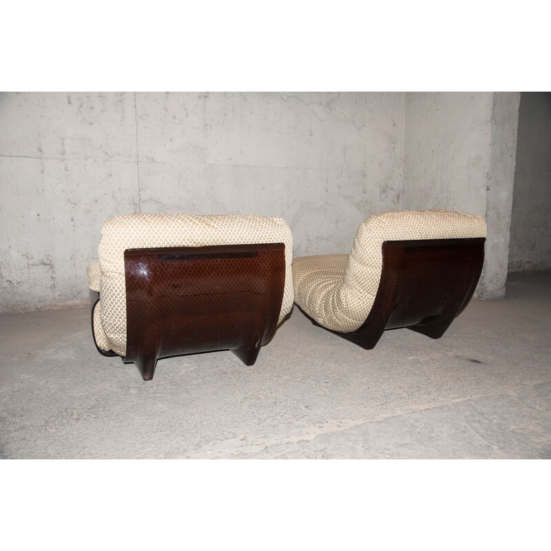 Pair of Marsala Ligne Roset vintage low chairs, 1972