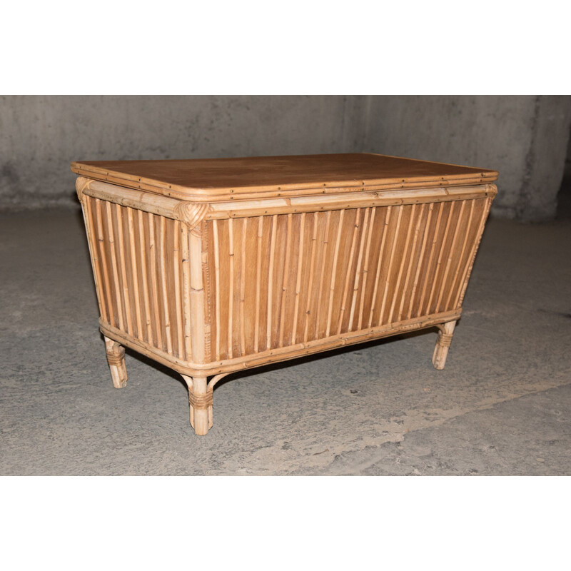 Vintage rattan toy bench 1960