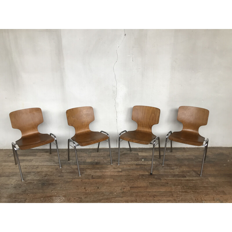 Series of 8 vintage chairs in the spirit of Fritz Hansen, 1960 