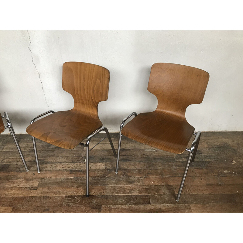 Series of 8 vintage chairs in the spirit of Fritz Hansen, 1960 