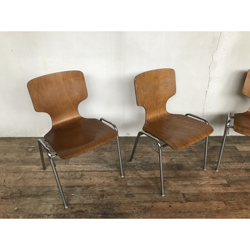 Series of 8 vintage chairs in the spirit of Fritz Hansen, 1960 