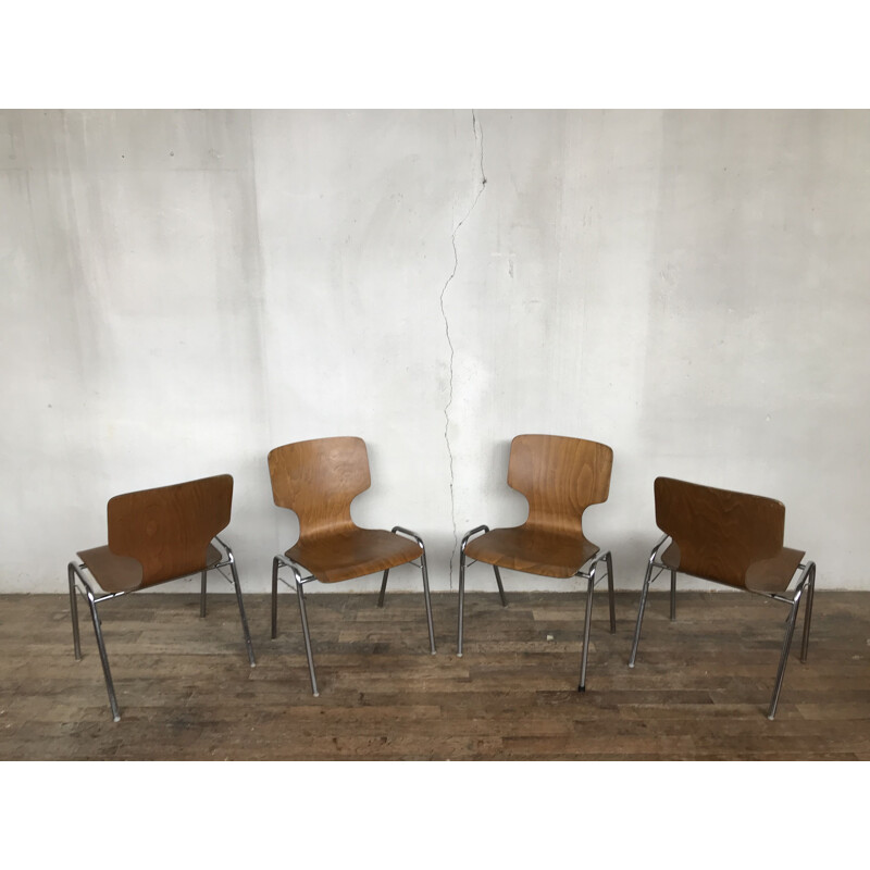 Series of 8 vintage chairs in the spirit of Fritz Hansen, 1960 