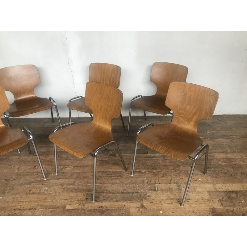 Series of 8 vintage chairs in the spirit of Fritz Hansen, 1960 