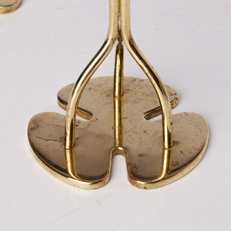 Suite of four vintage brass candleholders, Josef Frank 1940