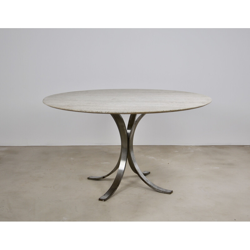 Vintage meal table round in travertine