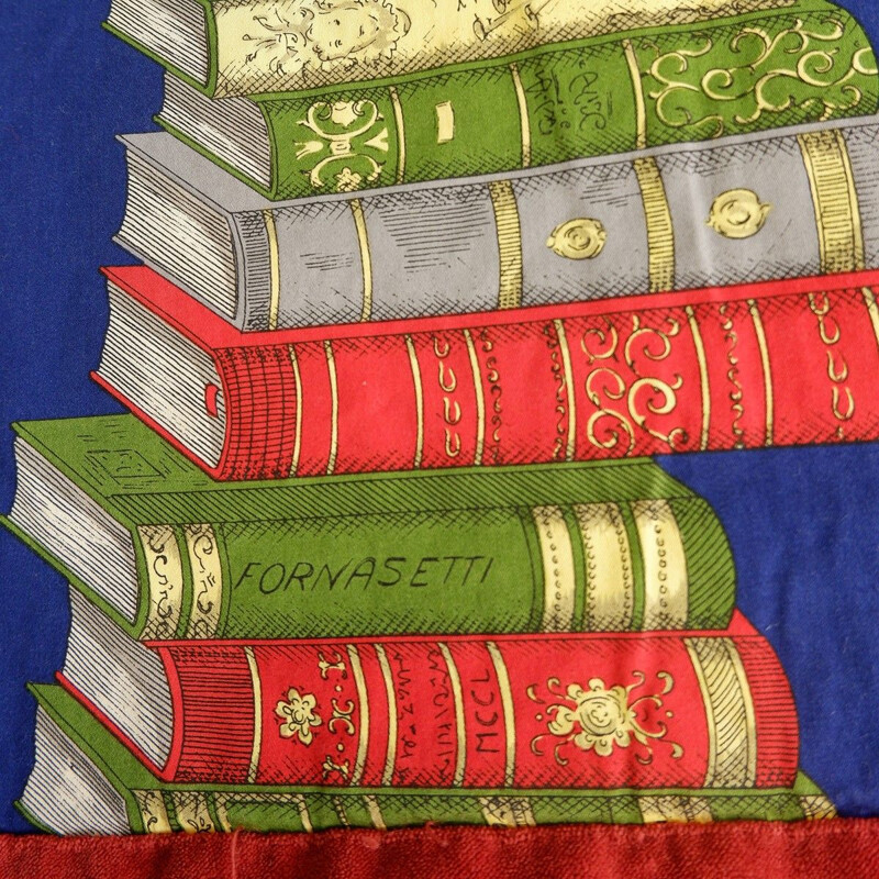 Vintage deken met katten op boeken van Piero Fornasetti