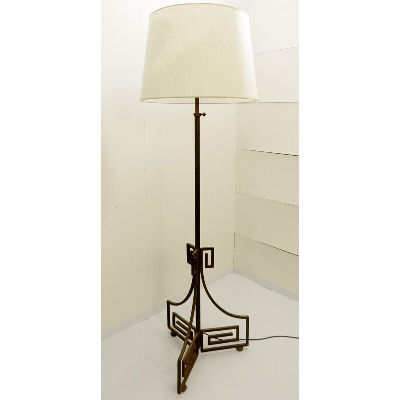 Vintage Art Deco wrought iron floor lamp