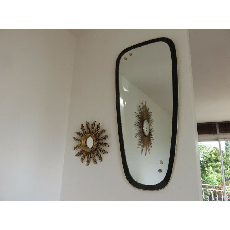 Miroir asymétrique vintage moderniste de forme libre 1950-1960