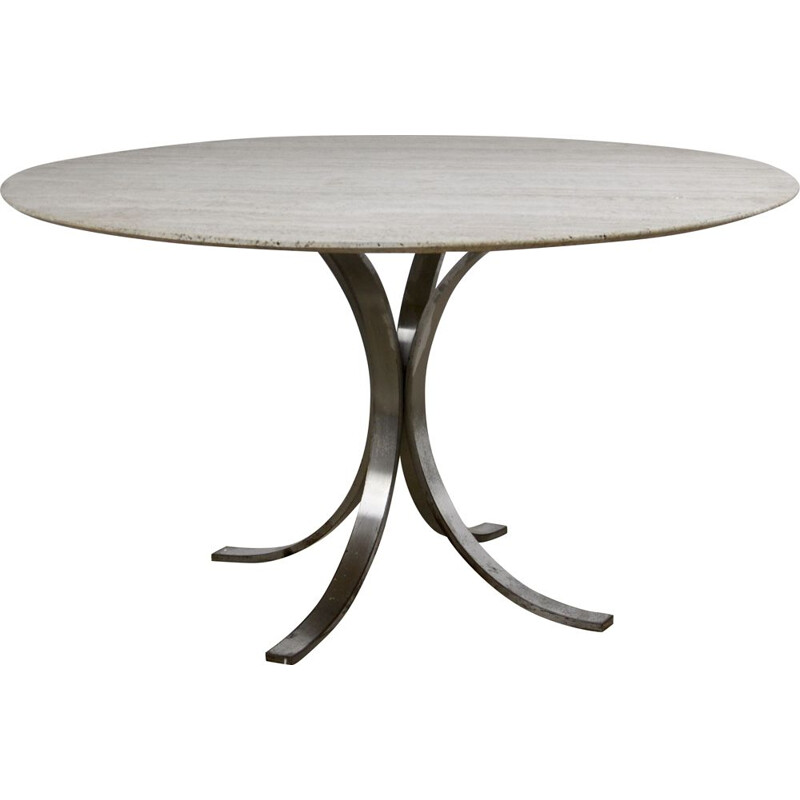Vintage meal table round in travertine