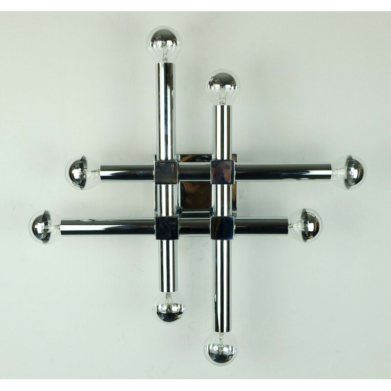 Vintage italian wall lamp in chrome plated metal with 8 arms by Sciolari Aera