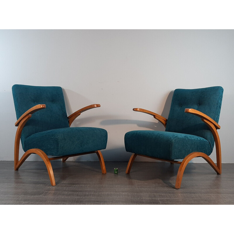 Pair of vintage Halabala armchairs by Thonet, Czechoslovakia 1930