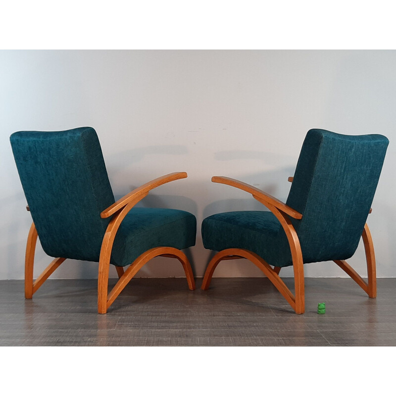 Pair of vintage Halabala armchairs by Thonet, Czechoslovakia 1930