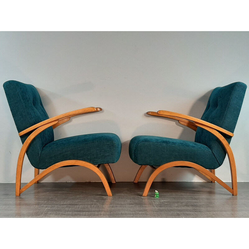 Pair of vintage Halabala armchairs by Thonet, Czechoslovakia 1930