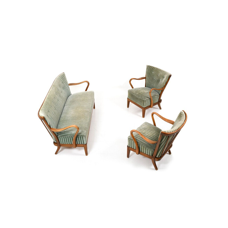 Set of 2 vintage armchairs and sofa by Slagelse Møbelværk, 1930