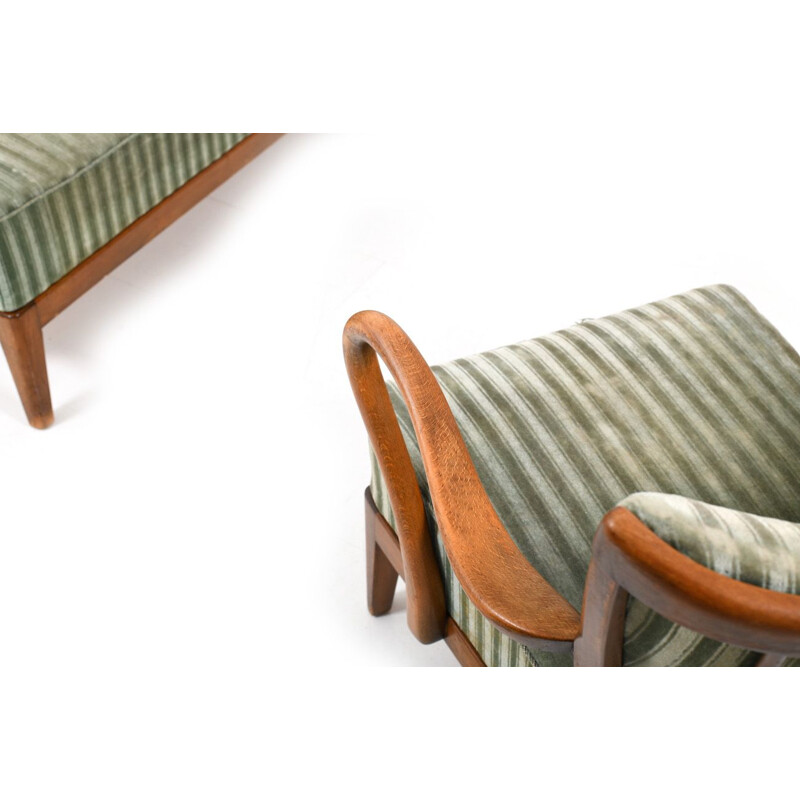 Set of 2 vintage armchairs and sofa by Slagelse Møbelværk, 1930