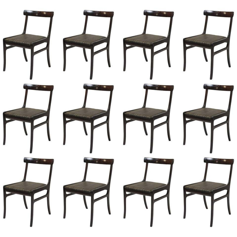 Suite van 12 vintage mahonie stoelen