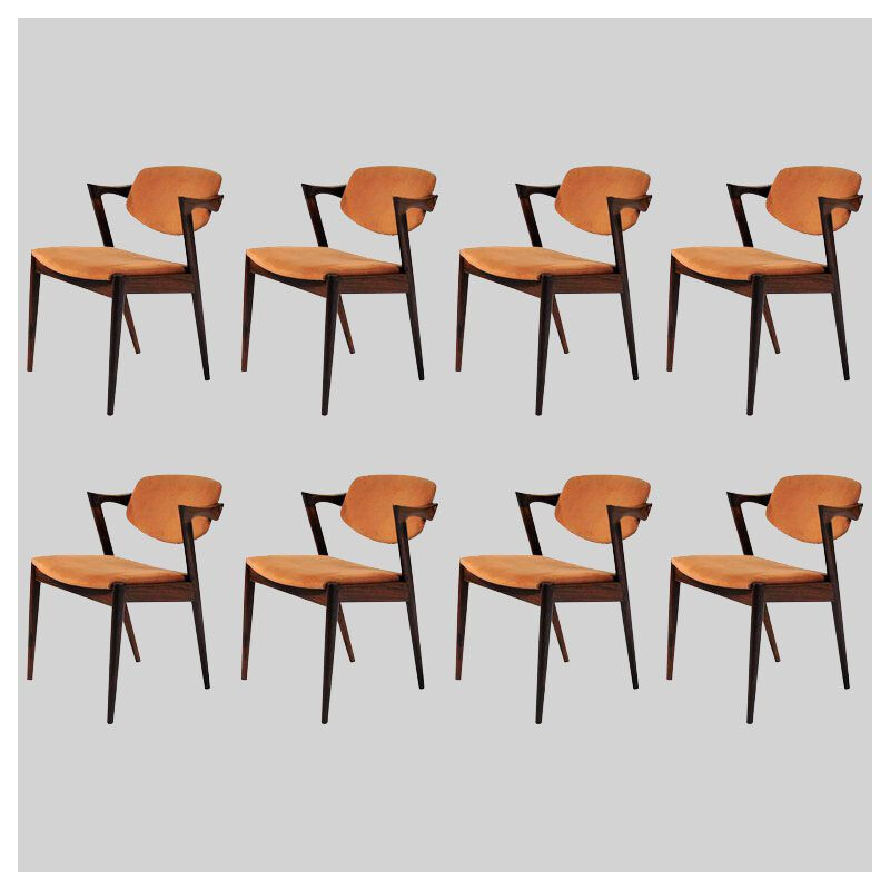 Set of 8 vintage Kai Kristiansen dining chairs in rosewood