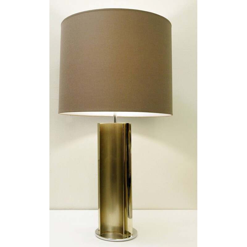 Pair of vintage table lamps in brushed chrome, 1970