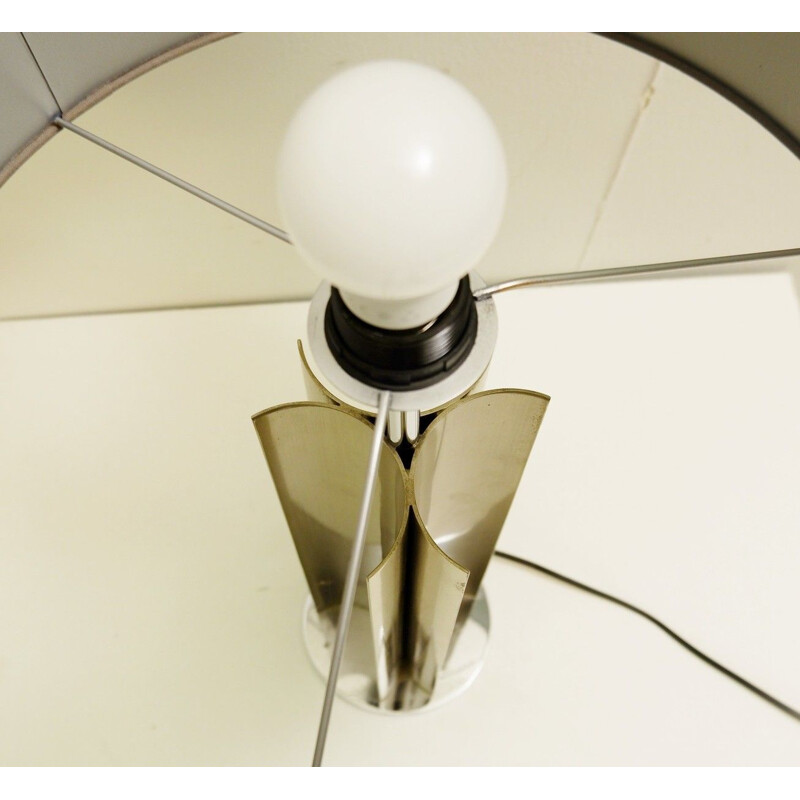 Pair of vintage table lamps in brushed chrome, 1970