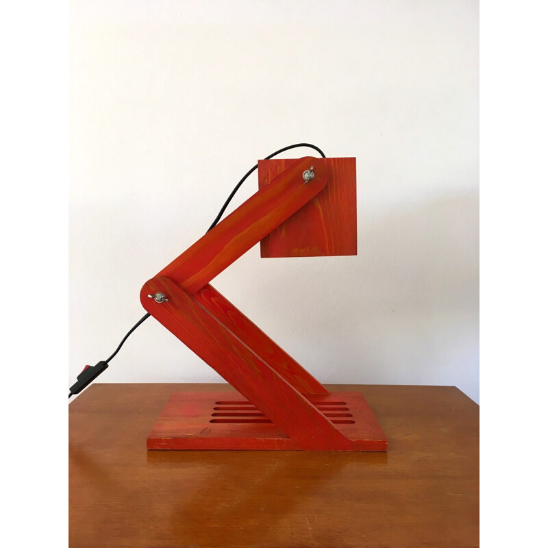 Lampe rouge articulée vintage , 1980