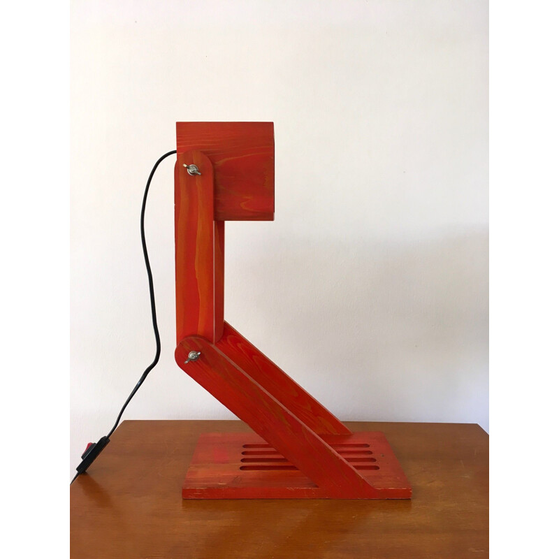 Lampe rouge articulée vintage , 1980