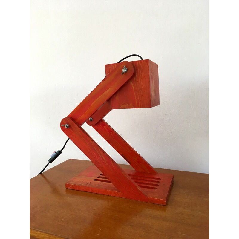 Vintage articulated red lamp , 1980