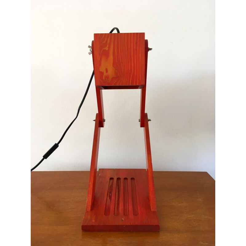 Lampe rouge articulée vintage , 1980