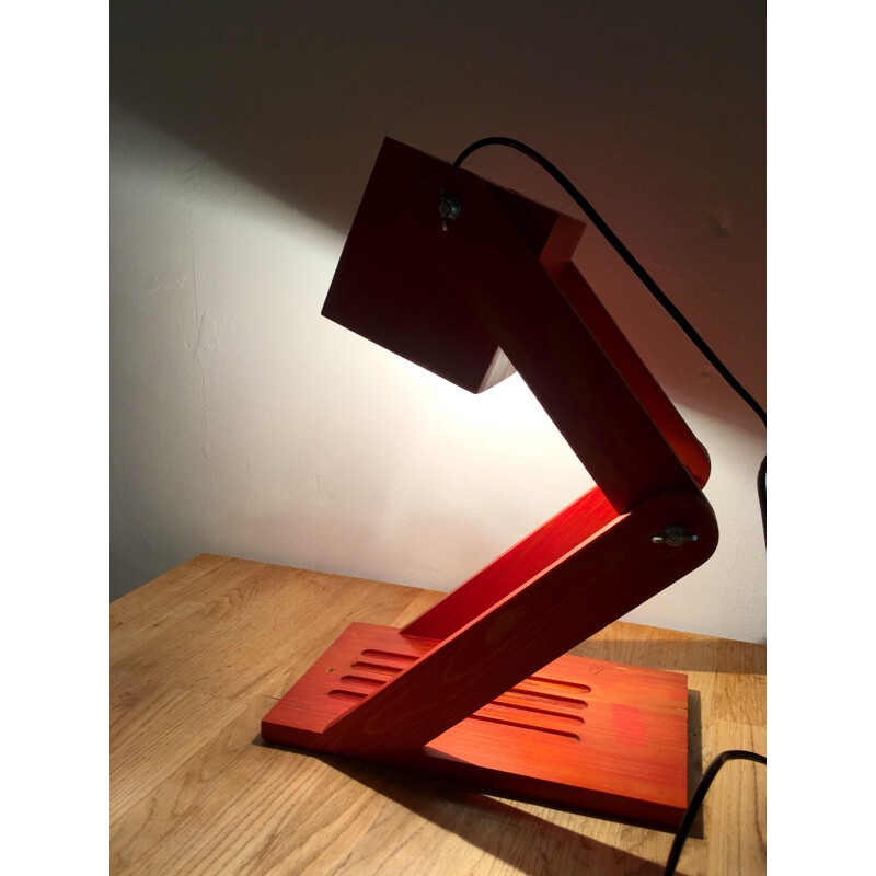 Lampe rouge articulée vintage , 1980