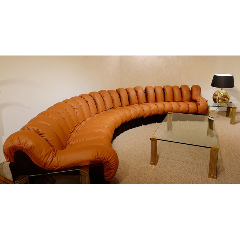 Vintage De Sede "Non stop" DS600 cognac leather sofa, 1970