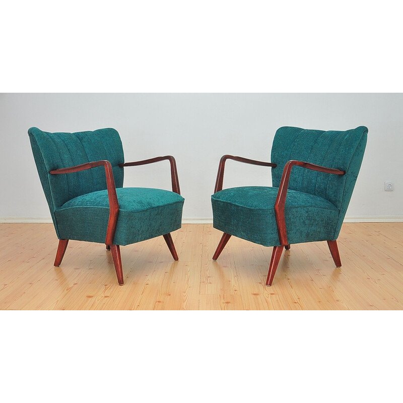 Pair of vintage green armchairs, 1960s