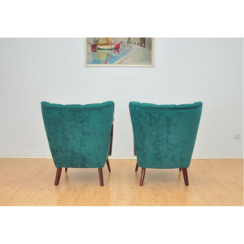 Pair of vintage green armchairs, 1960s