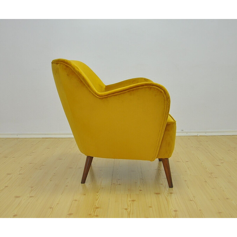 Vintage yellow velvet armchair