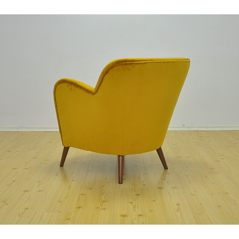 Vintage yellow velvet armchair