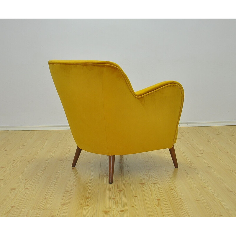 Vintage yellow velvet armchair