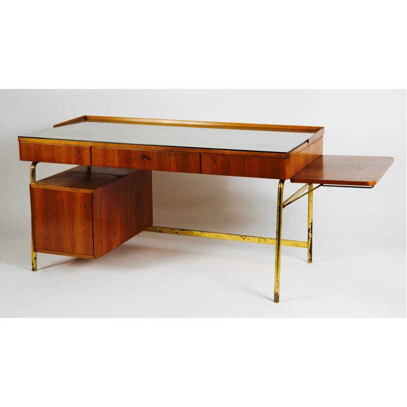 Vintage rosewood and brass modular desk, 1950