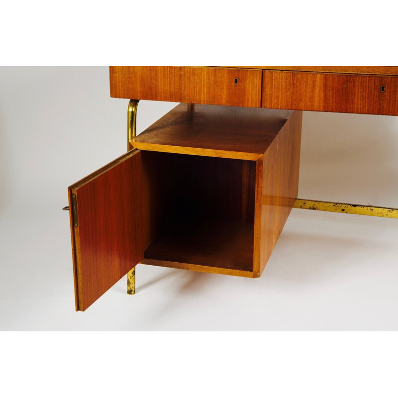 Vintage rosewood and brass modular desk, 1950