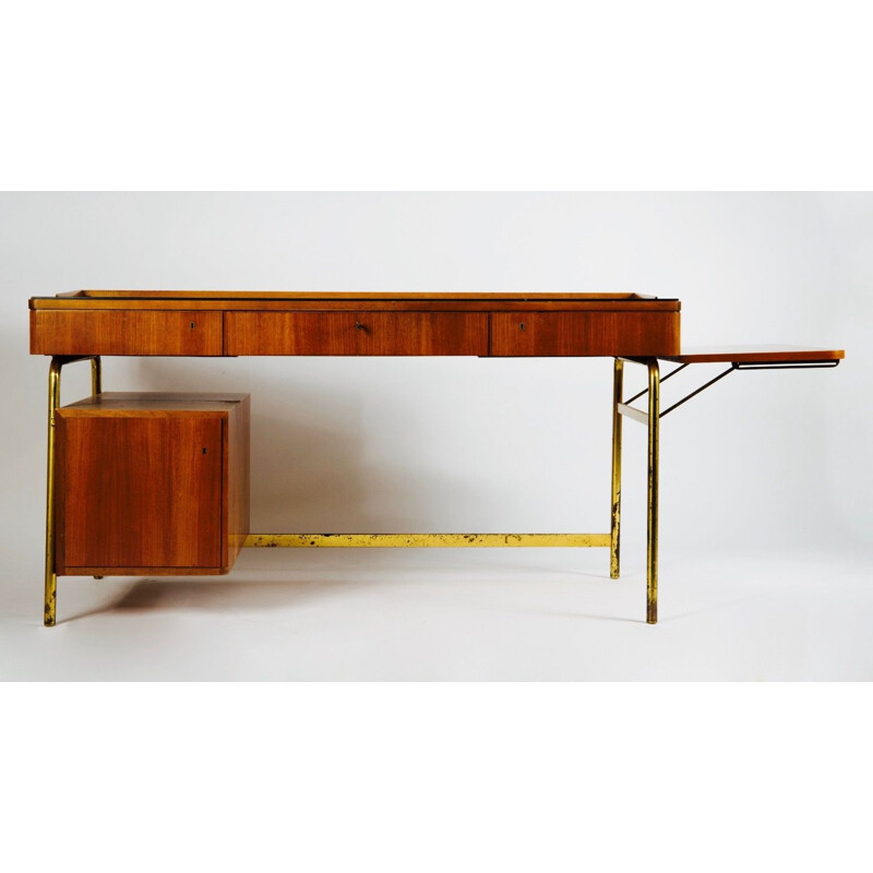 Vintage rosewood and brass modular desk, 1950