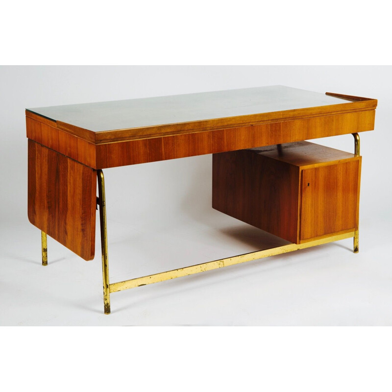 Vintage rosewood and brass modular desk, 1950