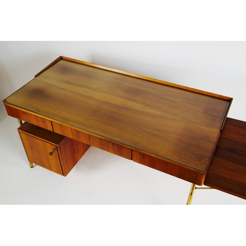 Vintage rosewood and brass modular desk, 1950