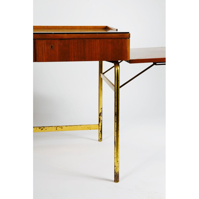 Vintage rosewood and brass modular desk, 1950