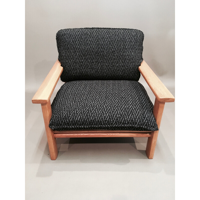Vintage scandinavian solid oak armchair 1960