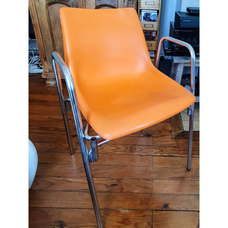 Vintage orange plastic chair 1970