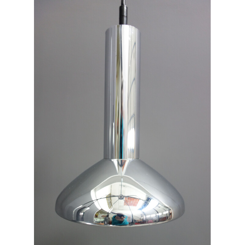 Vintage chromed ceiling light with 5 shades, 1960