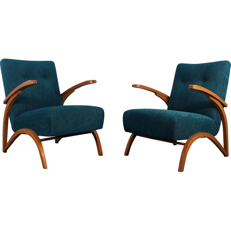 Pair of vintage Halabala armchairs by Thonet, Czechoslovakia 1930