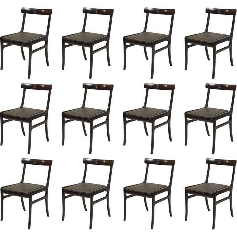 Vintage set of 12 mahogany dining chairs