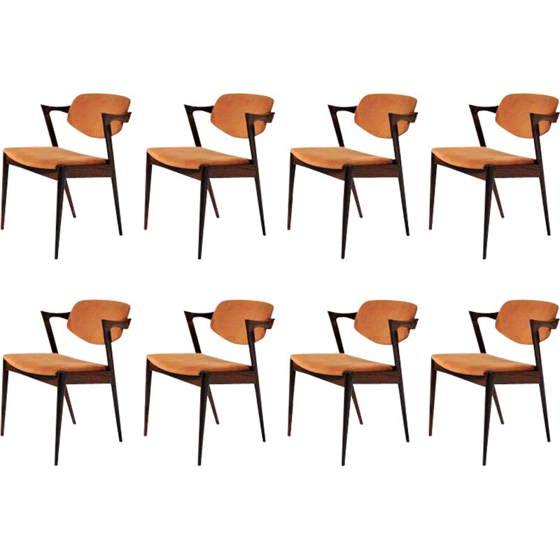 Ensemble de 8 chaises à repas vintage de Kai Kristiansen en palissandre