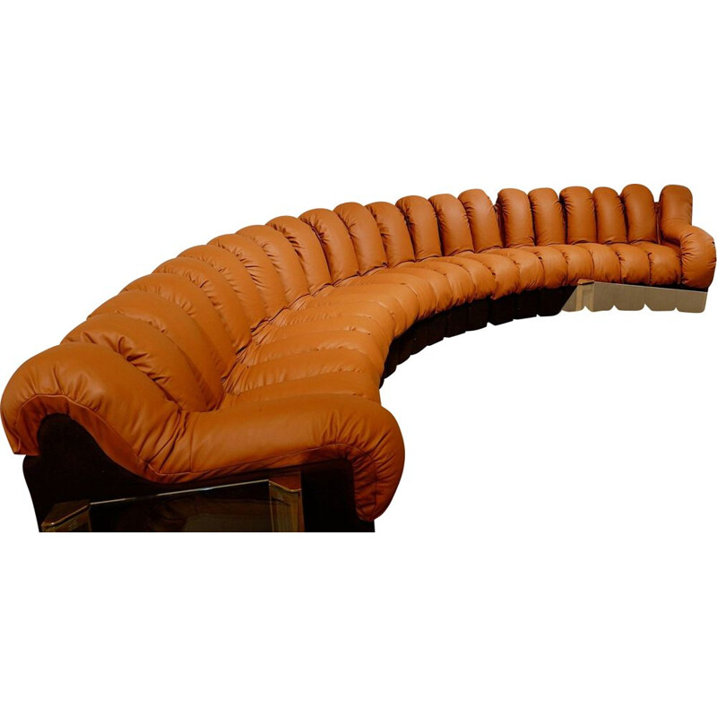 Vintage De Sede "Non stop" DS600 cognac leather sofa, 1970