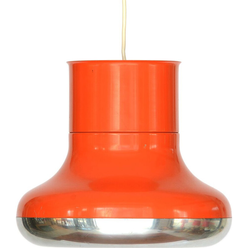 Vintage orange pendant light "Fluga" by Hemi, Sweden, 1970