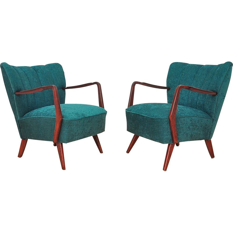 Pair of vintage green armchairs, 1960s